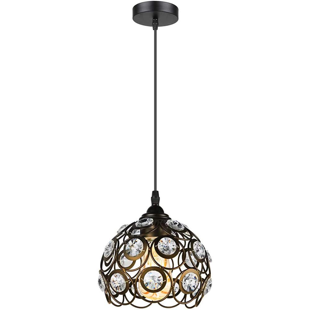 Mengjay Trade E27 Nordic Creative Crystal Chandelier,Cloakroom Balcony,Living Room Bedroom Dining Room Entrance Light,Aisle Light,Corridor Light (Black)