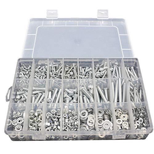 Pegcdu 24 cuadrículas M3 M4 M5 M6 Tornillos Tornillos Botón tuercas hexagonales junta de la culata del kit de plástico Inicio kits de herramientas de caja de compartimiento