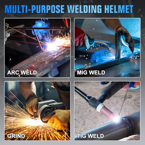Image of TRQWH Welding Helmet with Light True Color Auto Darkening Welding Helmets for Men Solar Powered Welding Hood with 2 Arc Sensor Wide Shade 4 /9-13 for TIG MIG ARC Cool Welder Mask
