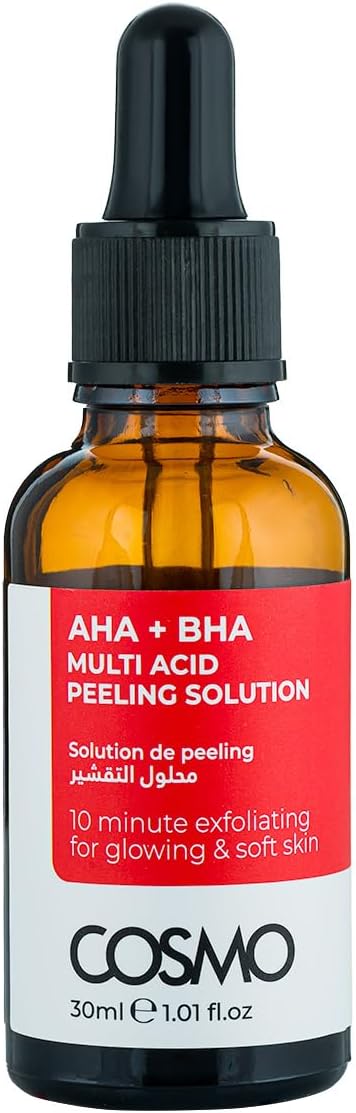 Cosmo AHA + BHA Multi Acid Peeling Solution For Glowing & Soft Skin 30ml; For Men & Women; Face Serum; Skins Care; 10 Minutes Exfoliating; Smooth Texture; Pore Cleansing; Oily Skin; Facial; Beauty