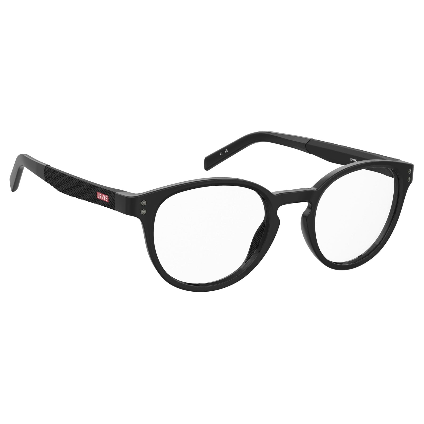LEVI'S Brille mit Sehstärke für Herren optional mit Sonnenbrillentönung oder Blaulichtfilter, Panto, gefertigt aus Nylon, Modell: 108088 (inklusive Brillenetui)