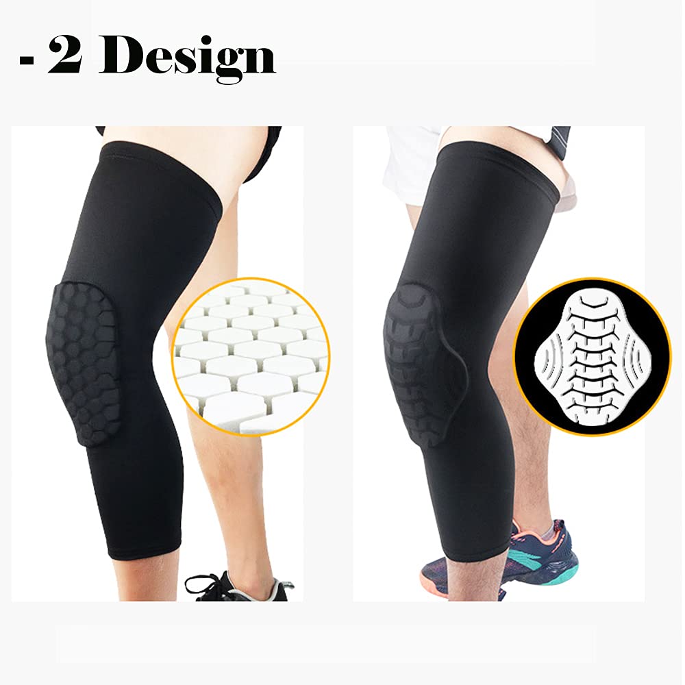 Genouillères De Sport Unisexe - Rembourrage Nid D'abeille, Bande Silicone Antidérapante - Pour Running, Basket, Football