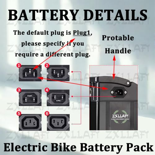 Batería de litio para bicicleta eléctrica de 48V y 36V con cargador y repuesto de puerto 3 pines 4