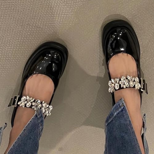 Women's Mary Jane Lacquer Leather Shoes with Shining Strap Thick Bottom Suitable for Outdoor Wearing2