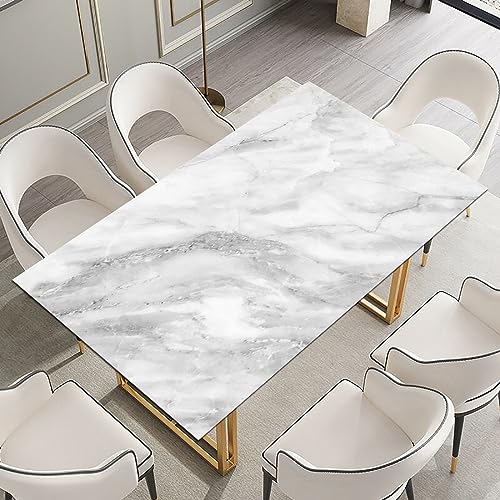 Nappe aspect marbre anti-tache pour protéger une table en PU