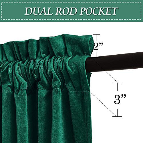 Image of RYB Home Emerald Green Velvet Curtains 84 inches - Room Darkening Curtains Thermal Insulated Soft Privacy Drapes for Bedroom Living Room Home Theatre, Wide 52 x Long 84 inches, 2 Pcs | Thermal Insulated, Privacy, Sunlight UV Heat Blocking, Luxurious Decor, Dining Room Nursery, Rod Pocket, W52 x L84, 2 Panels