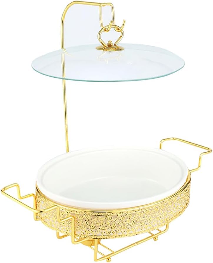 Elegante Juego De Calentador De Alimentos Dorado con Tapa, 3,5 L, para Buffet, Catering Y Entretenimiento, Ideal para Mesas De Comedor Y Fiestas. 2.5L