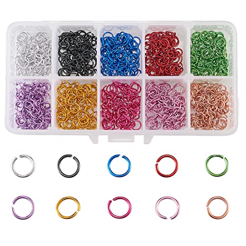 LiQunSweet 1000Pcs 10 Colors Aluminum Jump Rings Open Jump Rings Round Ring for Craft Enthusiast DIY Jewlery Making Findings - 6x0.8mm
