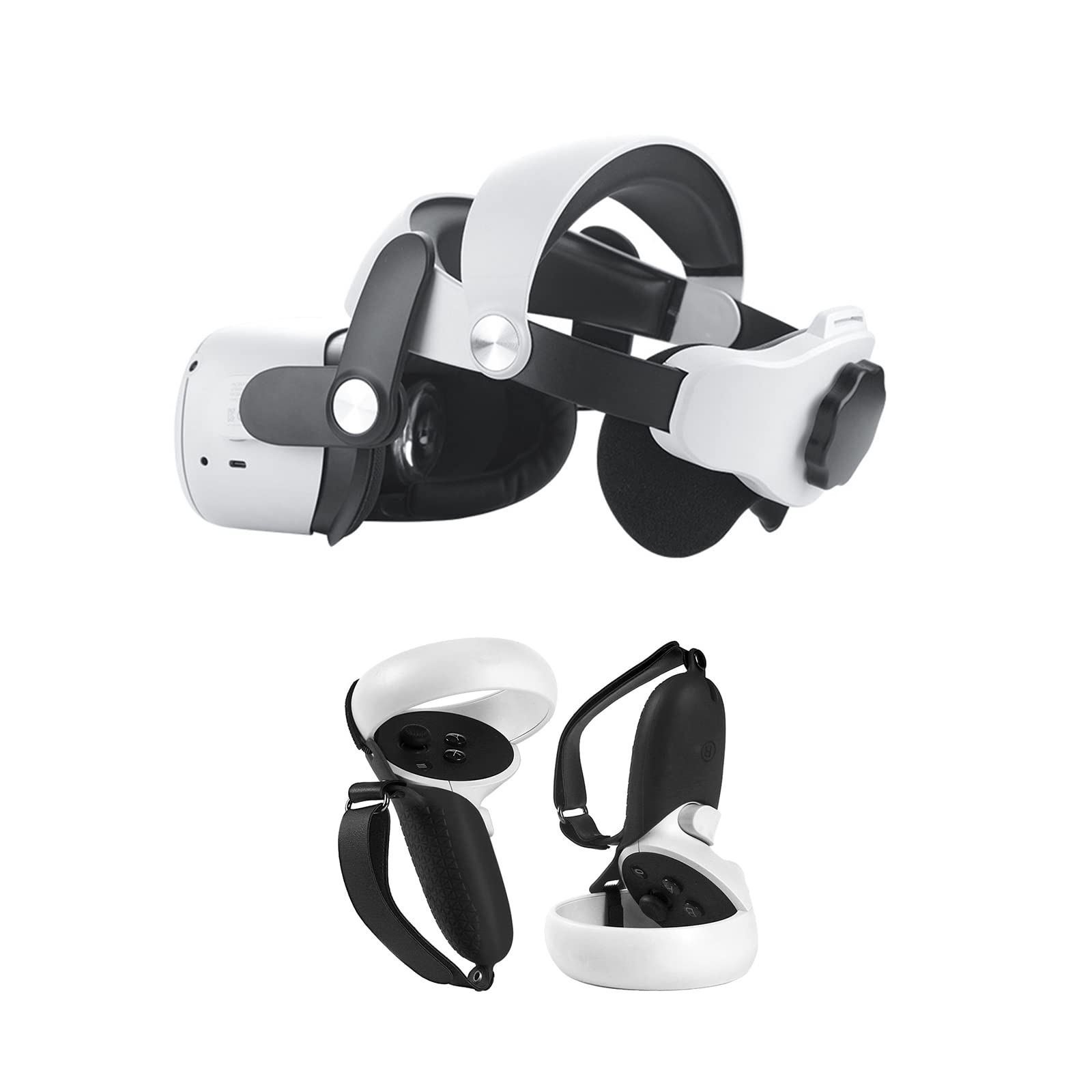 Oculus Quest 2 Halo Strap and Silicone Face Cover - Adjustable Replacement for Quest 2 Elite Strap - Relieved Face ​Pressure Comfortable Touch - Oculus Quest 2 VR Accessories Head Strap (White)