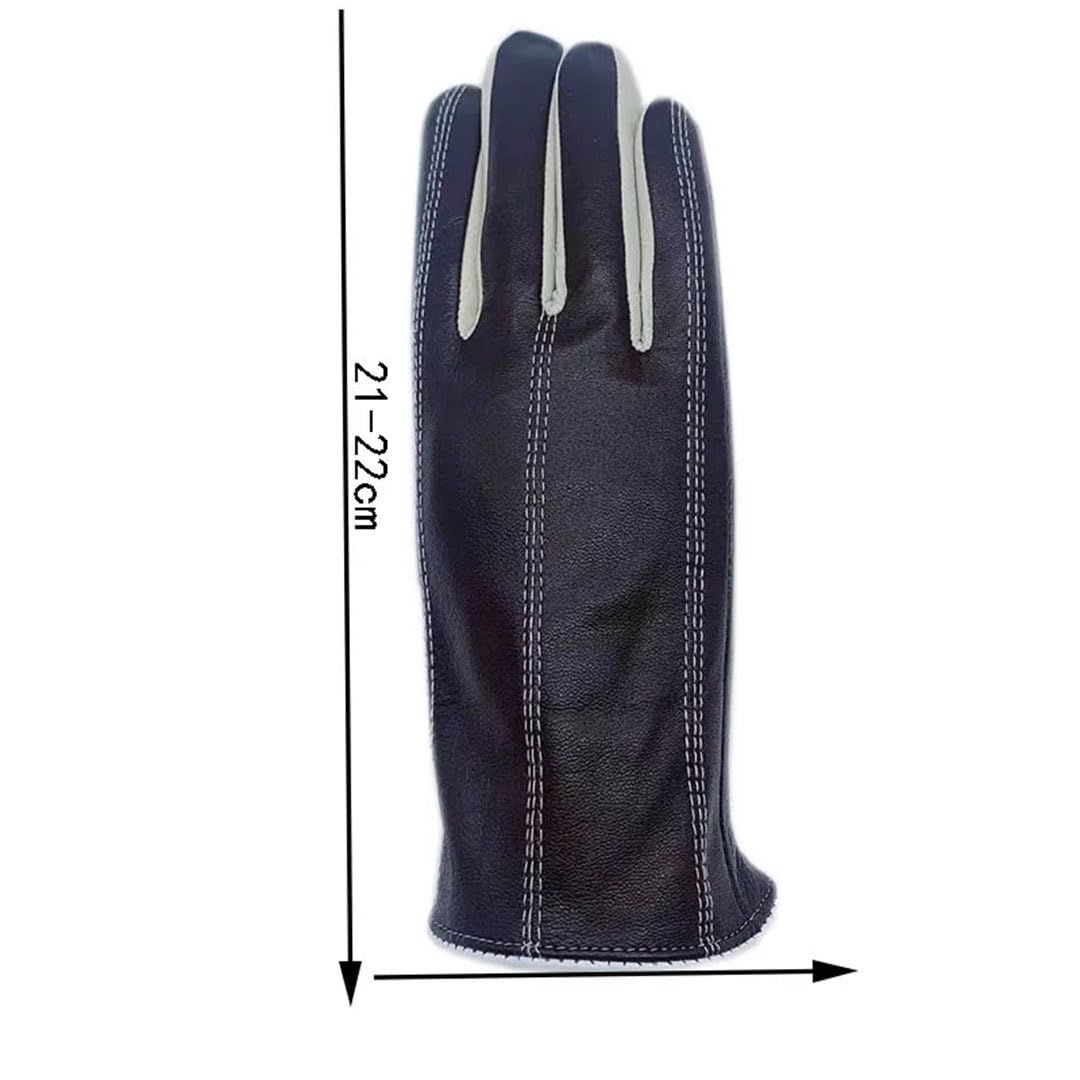Guanti invernali da donna in vera pelle, caldi, corti, comodi, neri, 8