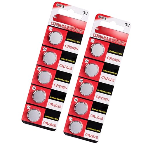NONGYU Multipacks de 5/10 pilas de botón de litio CR2025 de 3 V, fuentes de alimentación CR2025 de 3 V, batería de botón para dispositivos electrónicos
