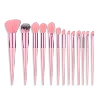 Kit Pincel Maquiagem 13 Peças Profissional Cerdas Sintéticas Ultra Macias Cabo Ergonômico Acompanha Bolsa - Completo Pincéis para Todos os Tipos de Make Up (Rosa)