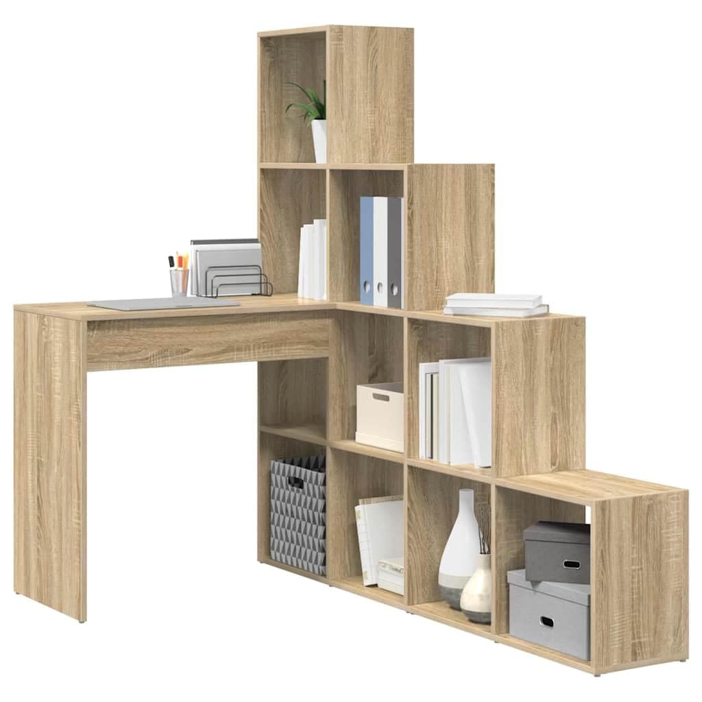 Bureau d'angle en Bois d'ingénierie Chêne Sonoma avec Rangement Multifonctionnel pour Espace de Travail Ergonomique à Domicile ou Bureau Professionnel