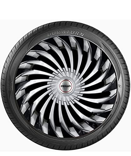 Image of PRIGAN Wheel Cover for Mahindra E20 13 Inch Silver Black Wheel Cap (Available in 13 & 14 Inch) (Set of 4 Pcs) (Press Fitting) Model- Swing DC-13