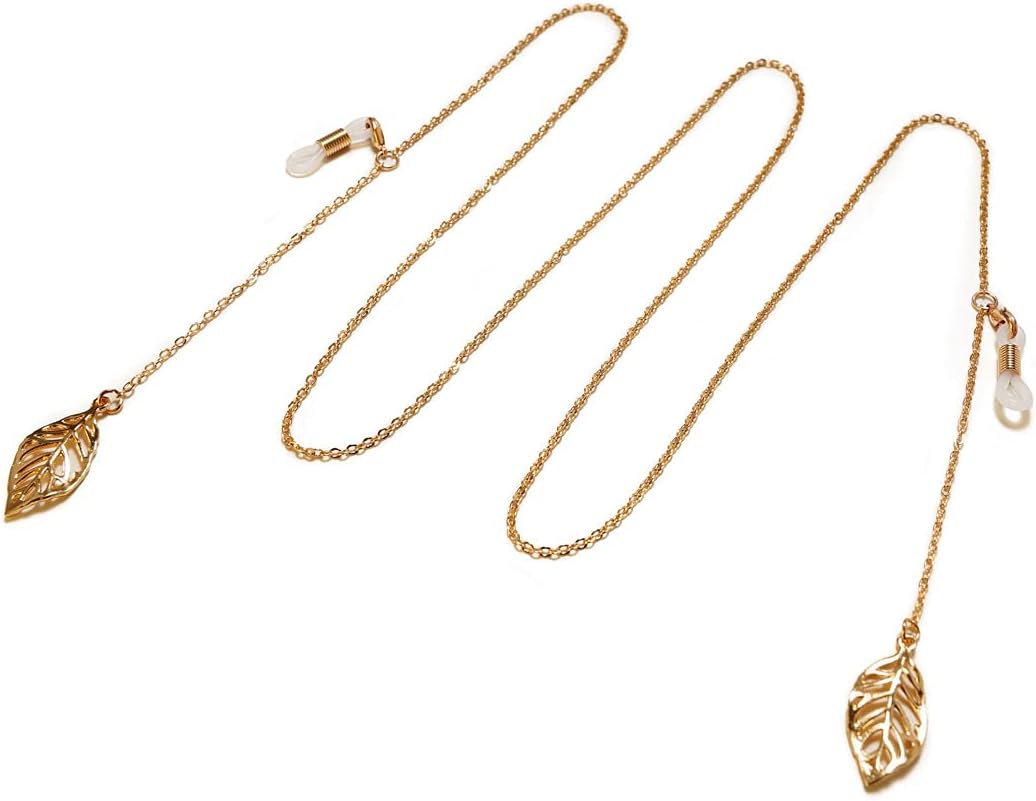 DNLKWGO Eyewear Retainer Chain Sunglasses Chain Neck Cord Decorated With Leaves Eyeglass Chains for Women
