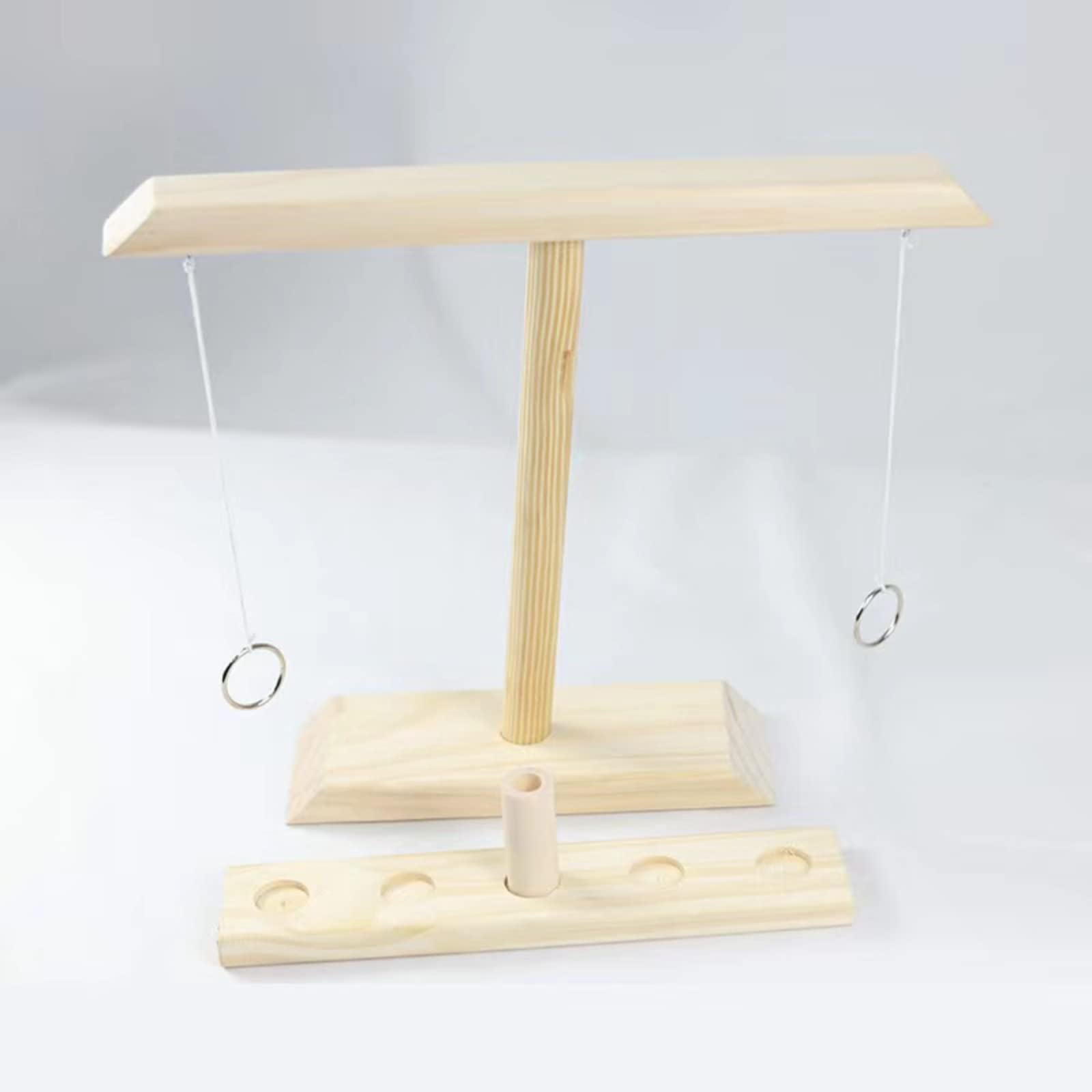 FLYKEE Large wooden throwing ring games, fast-paced interactive throwing games with shooting ladder bundles, and manual wooden interactive games for families and parties(B)