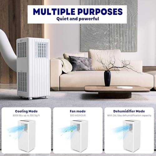 Image of Garvee 8000 BTU Portable Air Conditioner Smart 3‑in‑1 Cool,Covers 350 Sq.ft