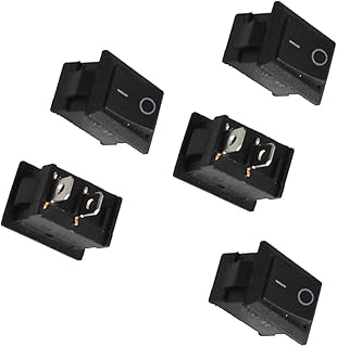 Aexit 5 Pcs Wall Switches AC 250V/6A 125V/10A Black Plastic ON Off SPST Dimmer Switches Rocker Switches