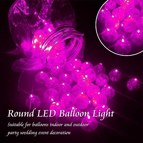 Image of 100pcs Balloon Lights Mini LED Lights Round Long Standby Time Multicolor Ball Light Paper Lantern Balloons Lights for Birthday Party Christmas Halloween Decoration with Hook (Pink, 100pcs)
