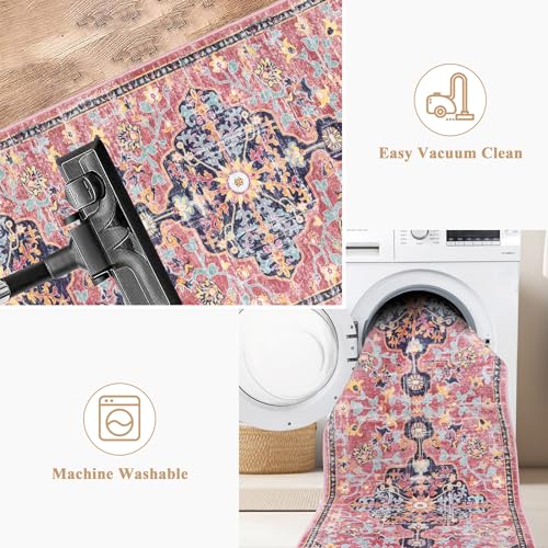 Pauwer Boho Hallway Runner Rug 2x6 Washable Entryway Area Rugs Non Slip Farmhouse Vintage Floor Mat Carpet Runner for Hallways Laundry Room Kitchen Bathroom Bedroom
