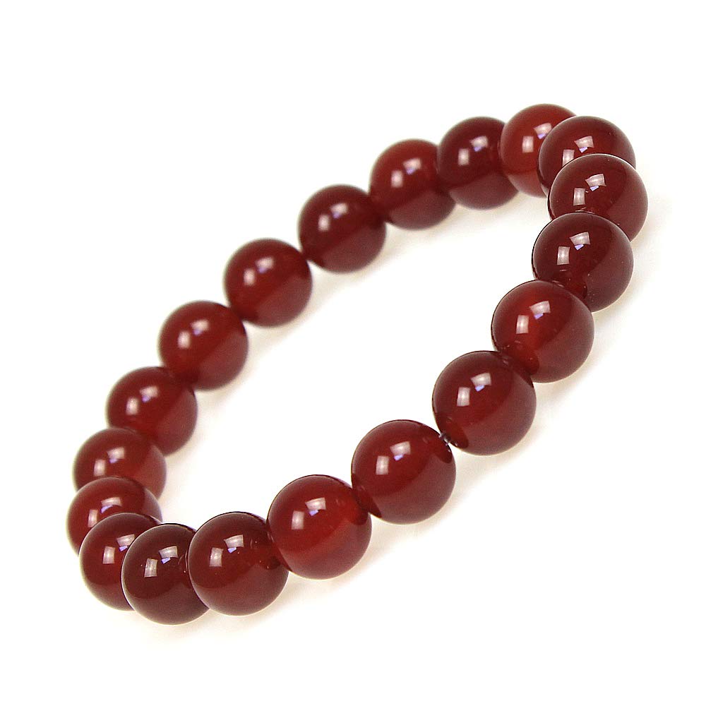 Ausgewähltes Armband für Damen und Herren, 10 mm, rote Achat-Perlen, elastisch, Naturstein, Yoga-Armband