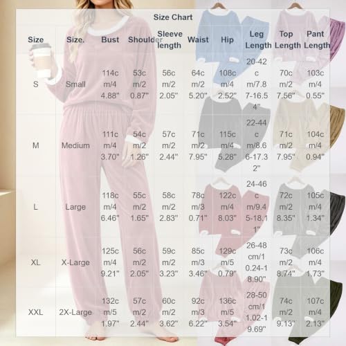 Pijamas De Mujer Manga Larga Flannel Pajamas for Women Set Winter Warm Fleece 2 Piece Lounge Pjs Sets Loungewear Sleepwear Plus Size Lounge Sets for Women Capsule Wardrobe Set Rose Gold S - image 5