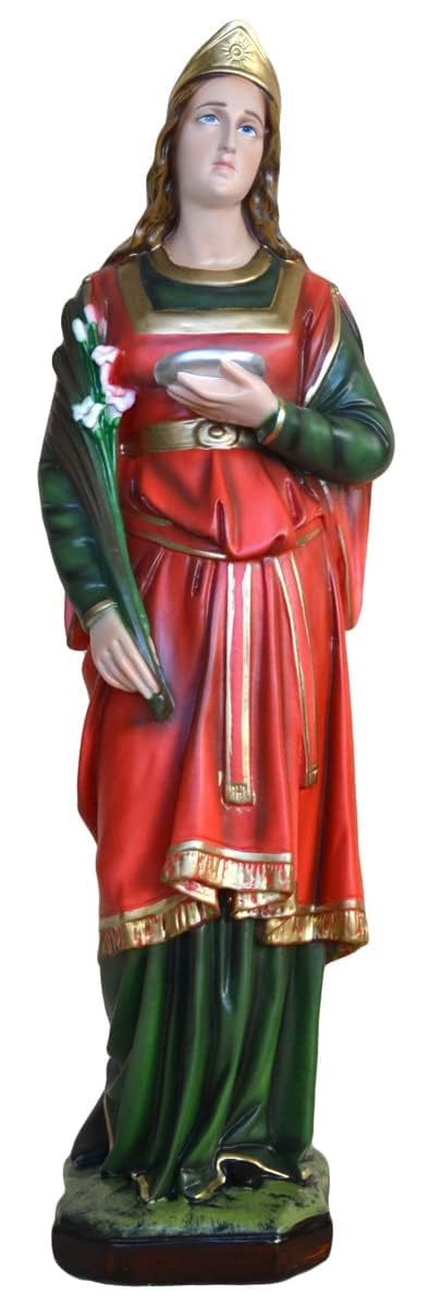 OVUNQUE PROTEGGIMI Statua di Santa Lucia alta cm 65 (inches 25,59) in resina vuota adatta per interni ed esterni, realizzata a mano (Occhi Dipinti)