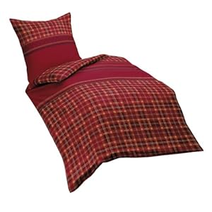 Kaeppel G-100215-02D1-VA97 Bettwäsche Aspen, Feinbiber, 1 x 80/80 und 135/200 cm, rot