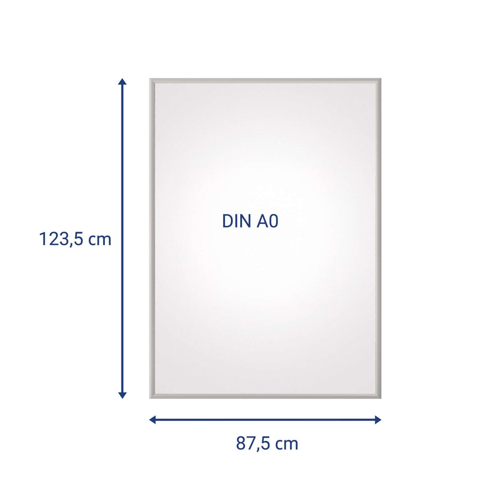 MAUL Marco abatible A0 MAULsolid aluminio plateado para pósteres | cambio rápido de carteles, montaje mural sencillo, lámina resistente a UV, formato vertical elegante