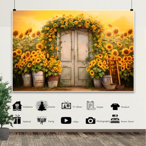 Fondo fotográfico vintage de flores amarillas 300x250 cm miniatura 7