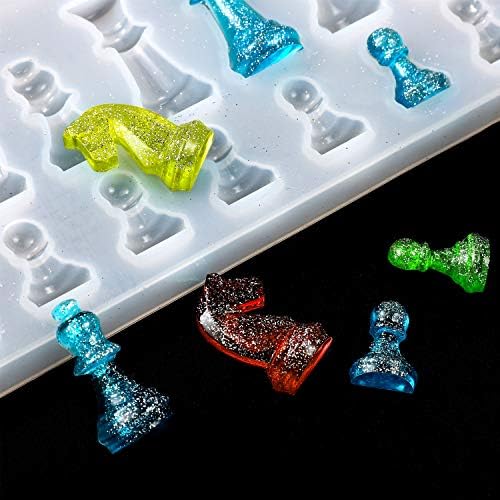 2 Pieces Chess Silicone Mold Epoxy Resin Craft Mold Chess Shape Resin Mold Chocolate Candy Jewelry Artcraft Mold for DIY Making Projects Supplies