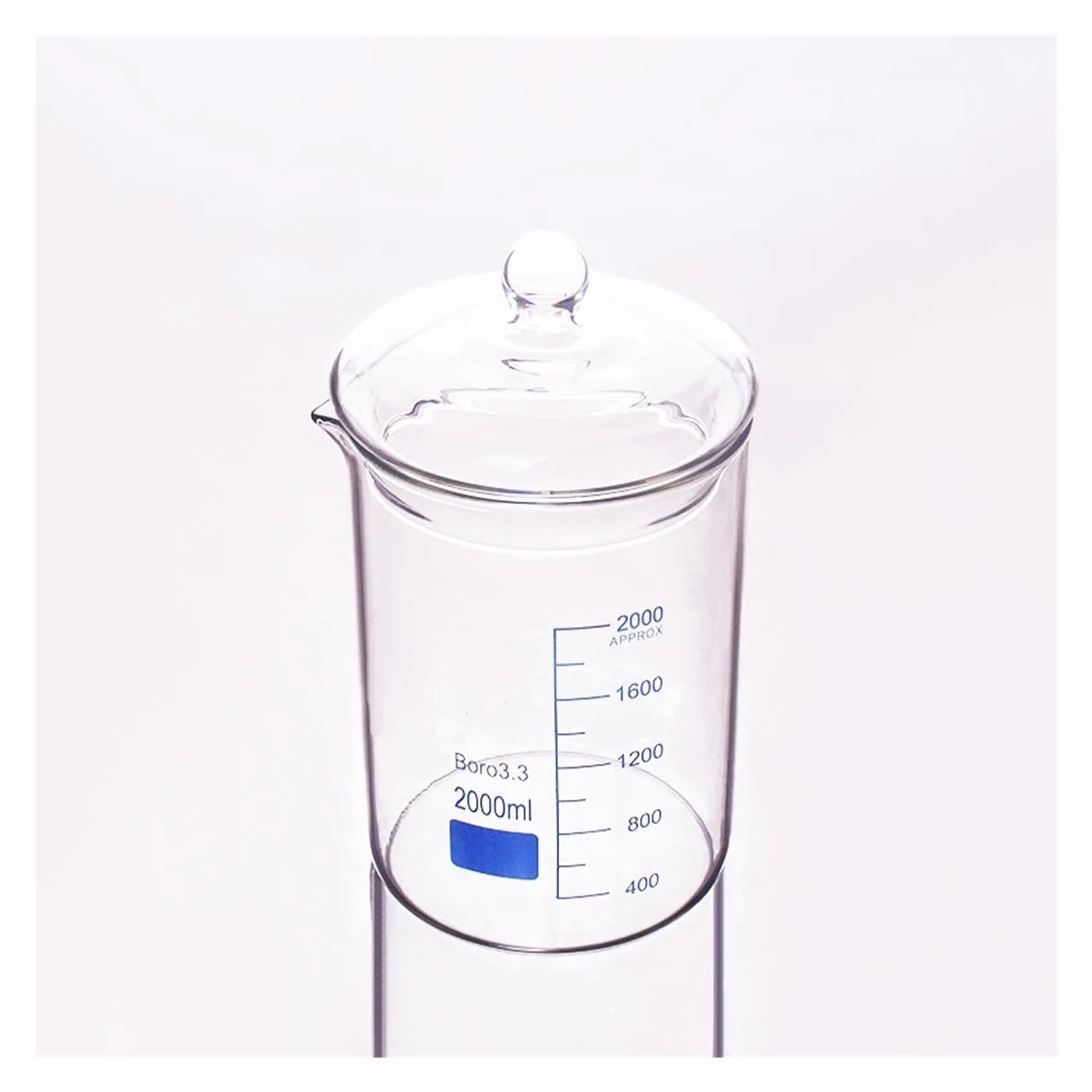 Vaso de precipitados de Forma Baja con Pico de 2000 ml: cristalería de Laboratorio for mediciones precisas(with Lid 2000ml)