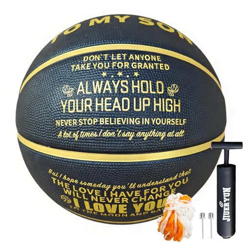 Customized Engraved Basketball From Parents Personalized Size 7(29.5) Basketballs Inspirational Gift Perfect for Birthdays and Special Occasions Premium Rubber Basketball with Pump(Deflated)