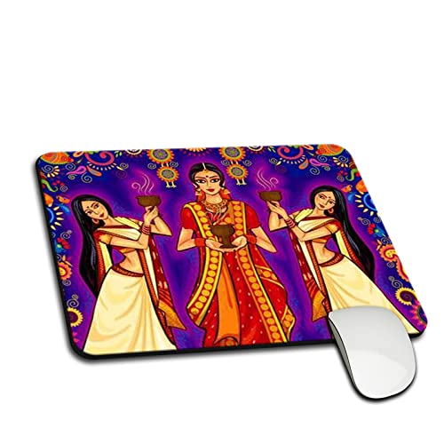 DwellAmorDwellAmor Kolkata Bengali Girls Designer Anti Skid, Thick Non-Slip Rubber Base Mouse Pad Compatible with Computer, Laptops, PC, Home & Office Mousepad HD Quality Multicolor [AA704]