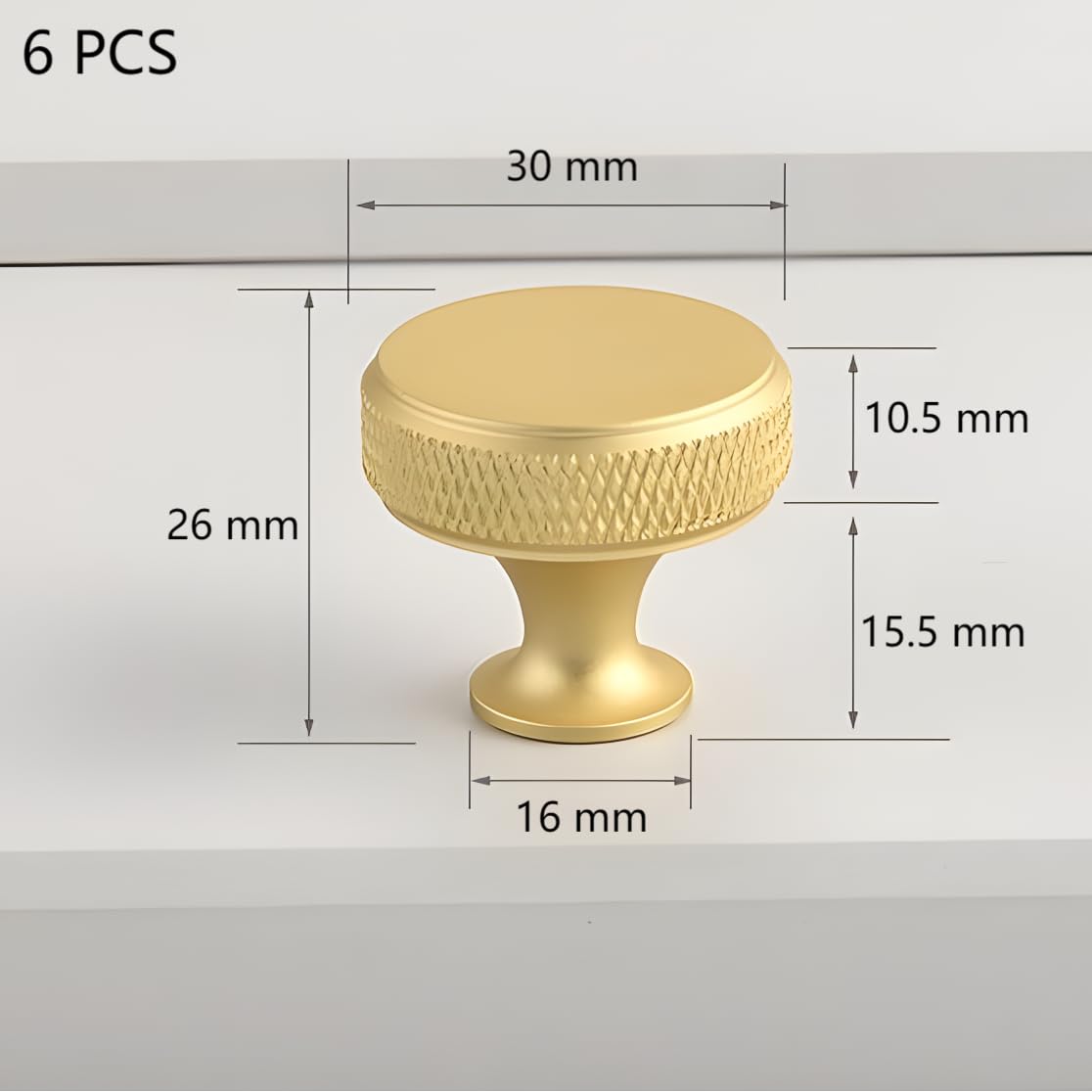CYILIUEN 6 Pcs Aluminum Alloy Cabinet Knobs Round Drawer Knob with Screws Gasket and Screwdriver for Wardrobes Kitchen, Furniture, Gold - Image 2