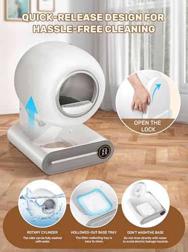 Automatic Litter Box, (2026) Multi-Function Upgrade Robot Self Cleaning Litter Box for Multiple Cats, 65L+9L Extra Large, APP Control, Deodorization, 3 Rolls Litter Bag Liners, 1 Odor Eliminator - Image 7