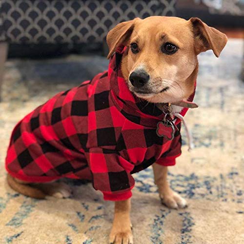 Plaid Dog Hoodie Pet Clothes Sweaters With Hat Red Medium (Pack Of 1) #TOP5