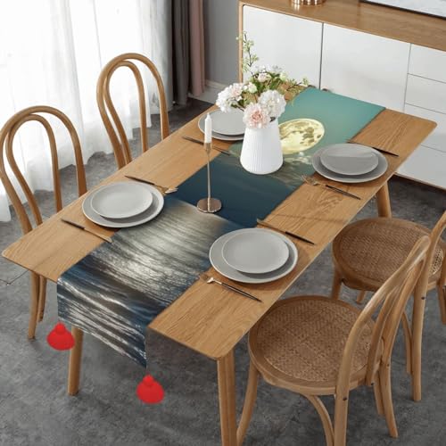 Chemin de table rustique lune lumineuse déco salle à manger 152cm - 2