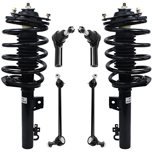 Image of Detroit Axle - Front 6pc Struts Kit for 1996-2007 Ford Taurus, 1996-2005 Mercury Sable, Outer Tie Rods Sway Bars Struts 1997 1998 1999 2000 2001 2002 2003 2004 2006 Replacement Suspension