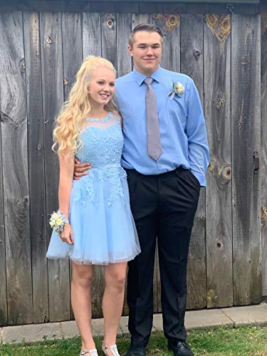 Women's Knee Length Tulle Lace Appliques Hollow Homecoming Dress4