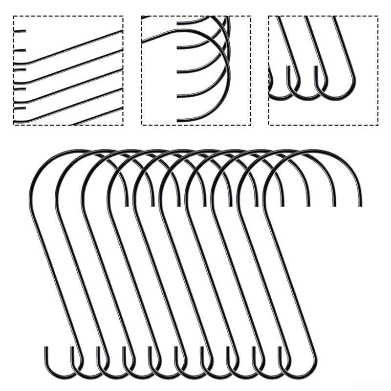 Lot de 10 crochets pour panier de fleurs d'extérieur pour suspendre des plantes, des décorations de jardin et des mangeoires à oiseaux en fer pour terrasse, balcon (noir)
