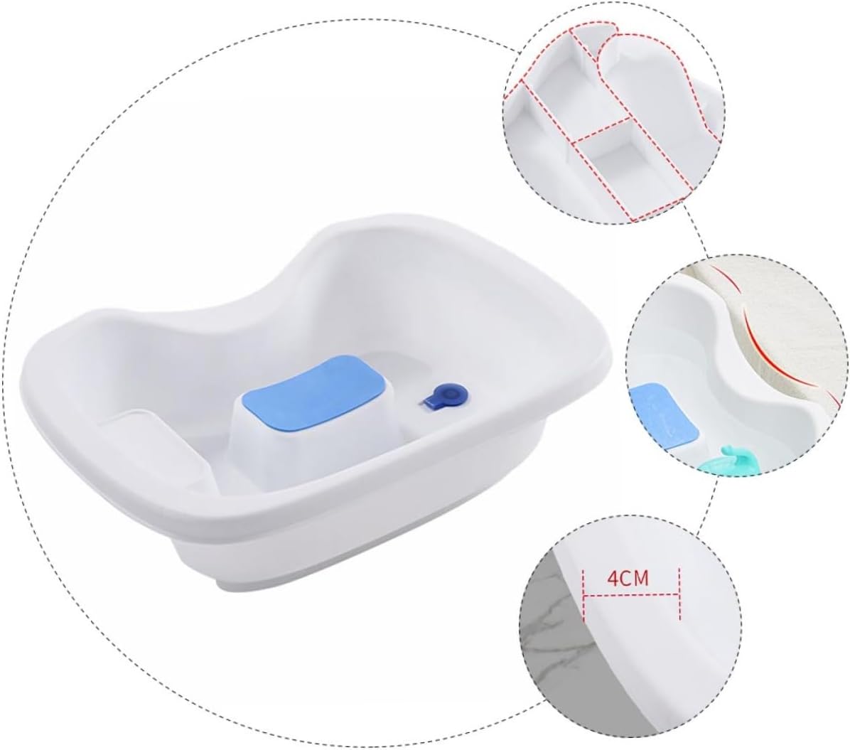 OUNONA 1pc Hair Wash Bowl Super Bearing Capacity Portable Shampoo Tub for Boys and Girls Adults Plastic Sink Basin