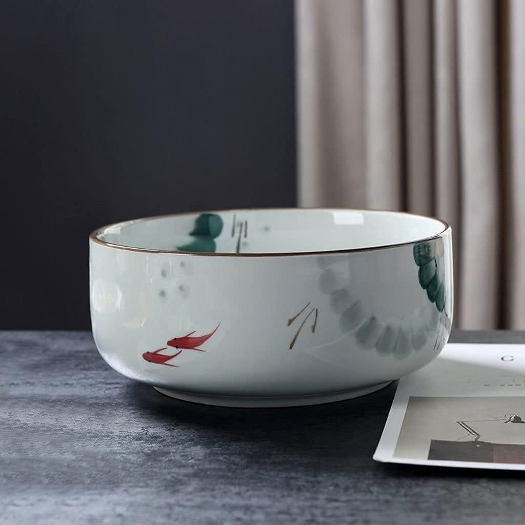 Ceramic bowl,ceramic bowl,Fruit Bowls Northern Europe Chinese Style Big Bowl Creative Hand Painted Ceramic Tableware Porcelain Cereal Bowl/Soup Bowl/Rice Bowl/Ceramic Bowl dessert bowl mixing bowl tab