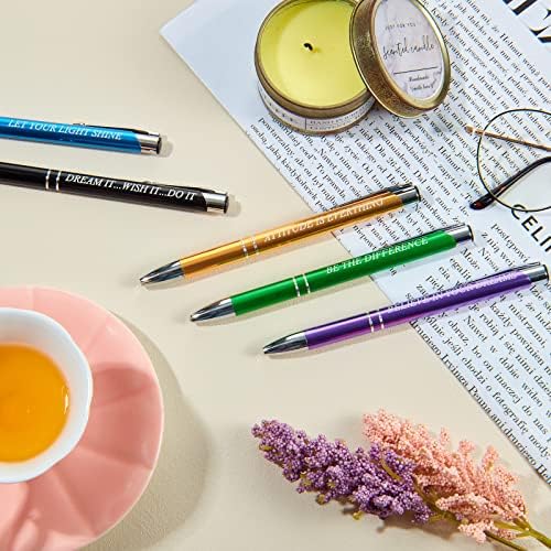 Nezyo Quotes Pen Inspirational Ballpoint Motivational Pens Metal Set Black Ink for Student Teacher Home Classroom Office Supplies, 5 Count (Pack of 1)
