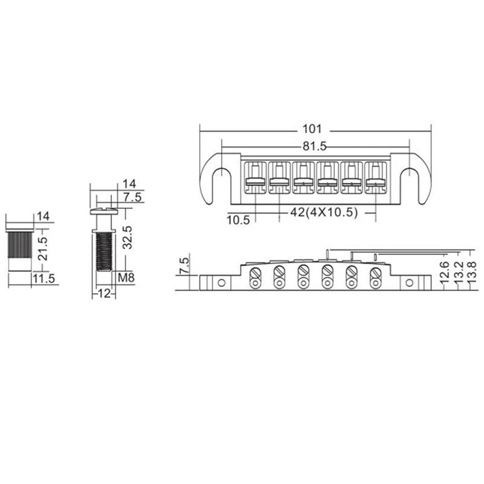 Puente de cola envolvente ajustable cromado plateado para guitarra eléctrica LP Puente Genérico Guitarra Acústica