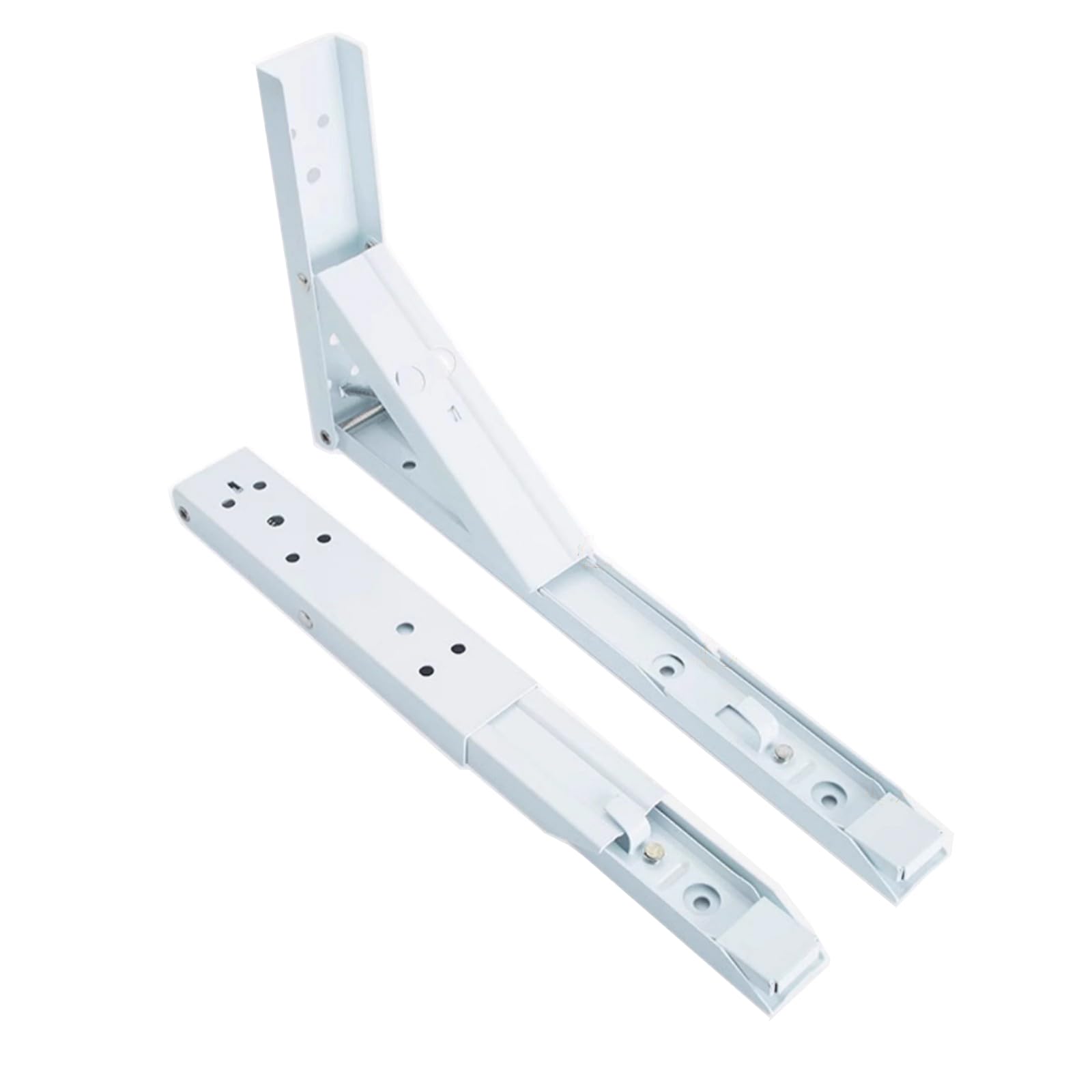 2X Staffa per Mensola Pieghevole, Staffe per Mensole Pieghevoli Resistenti, Staffe Triangolari Pieghevoli da Parete in Acciaio per Supporto da Tavolo Galleggiante Fai da Te, con Viti, Bianco/