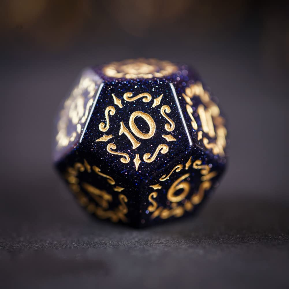 Wttfc Dados de juego de rol, 7 juegos de dados poliédricos con Bolsa de Cuero | Blue Sandstone DND Dice establece mazmorras y dragones para juegos de Mesa Rpg MTG