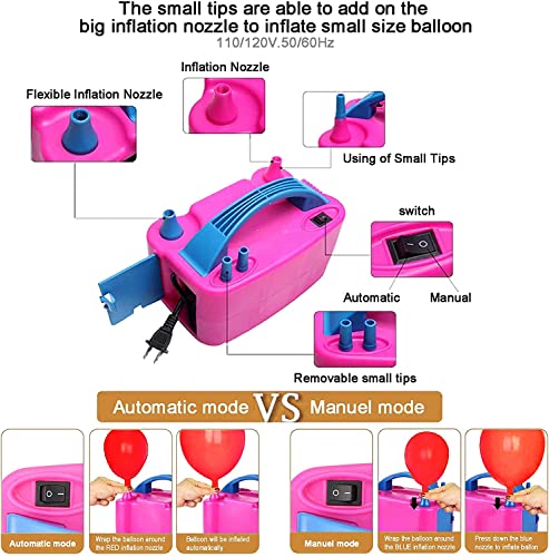 Balloon Pump 132 Pcs Electric Balloon Pump 110V 600W Portable Electric Balloon Air Pump Electric Balloon Inflator With 90 Pcs Balloons, Tying Tools, 20 Flower Clips,Balloon Blower For Party Decoration #TOP2