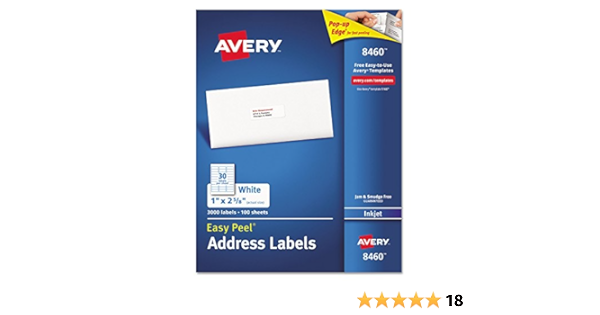 Amazon.com : Avery 8460 Inkjet Labels, Mailing, 1-Inch X2-5/8 ...