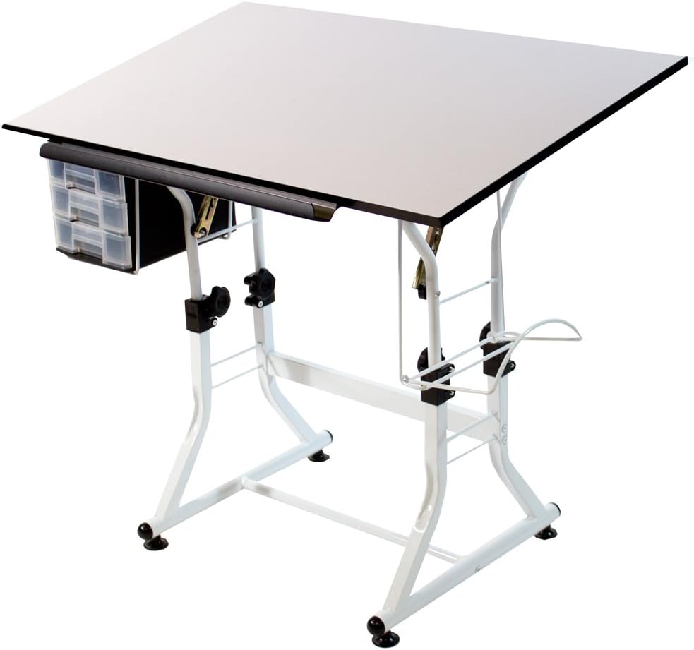 Martin Ashley Creative White Table, 35.5" W x 23.5" D Top, 1 Each (U-DS92A)